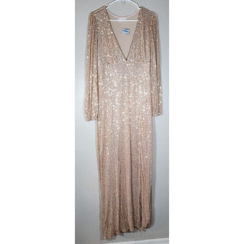 Emerald Sundae Juniors' Sequined Slit Maxi Gown Dress Size XL